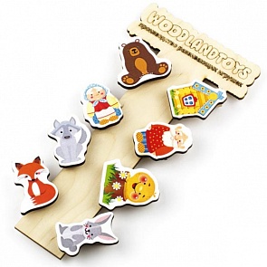 Прищепки-магниты деревянные Колобок, 8 шт (Woodland, 126107)